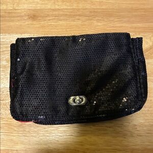 Elegant Black Sequin Cosmetic Bag